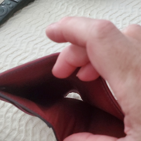 Coach Small Red Leather Wallet with Gold C Emblem - Picture 3 of 6